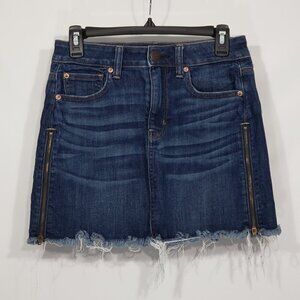American Eagle Hi-Rise Mini Next Level Stretch  Size 4  Raw Hem  Festival Grunge